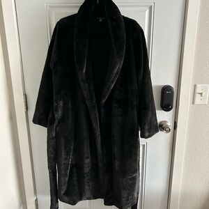 Victoria's Secret Faux Fur Black Plush Robe